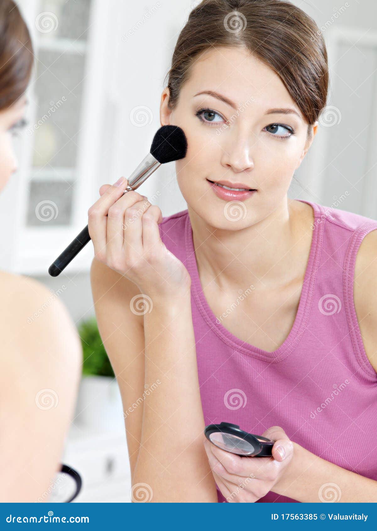 Woman Applying Eyeshadow with Brush Stock Image Image of apply