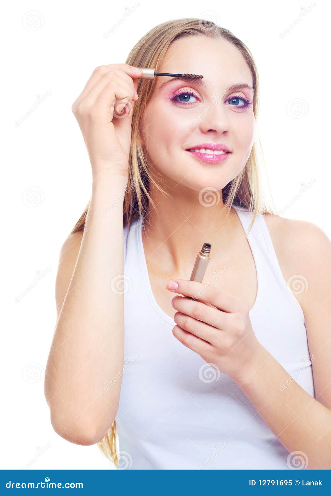 Woman Applying Gel for Eyebrows Stock Image Image of hair, laugh 12791695