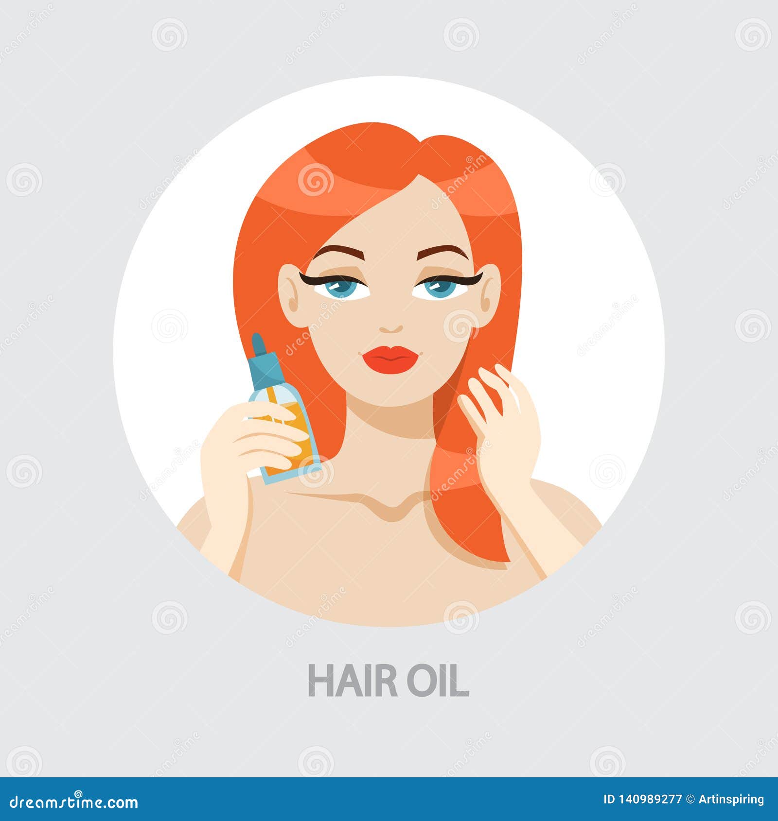Woman Applying Hair Oil. Cometics for Beauty Stock Vector - Illustration of  hair, smiling: 140989277