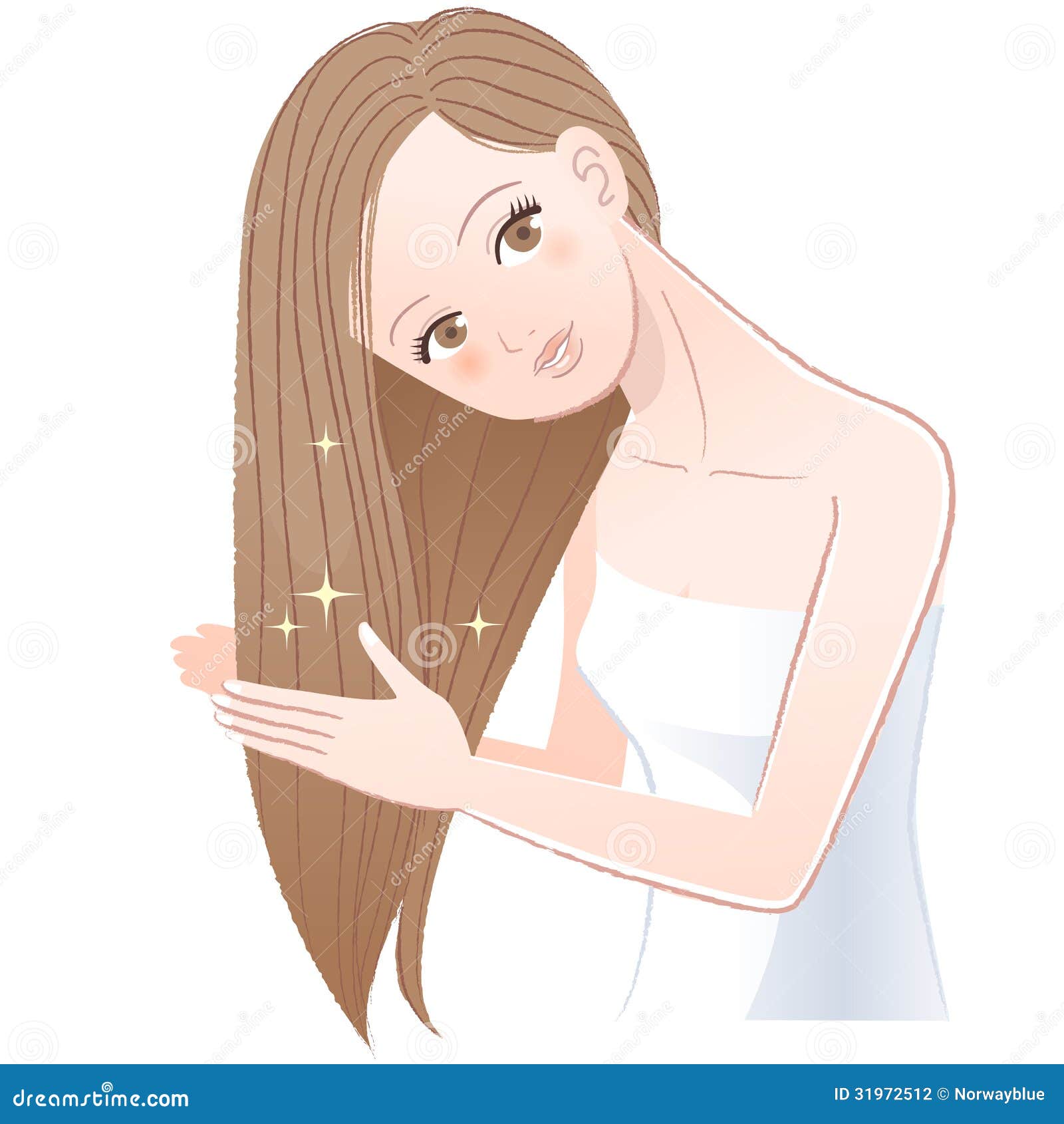 Woman Applying Hair Oil To Her Long Hair Stock Illustration - Illustration  of bathroom, caucasian: 31972512
