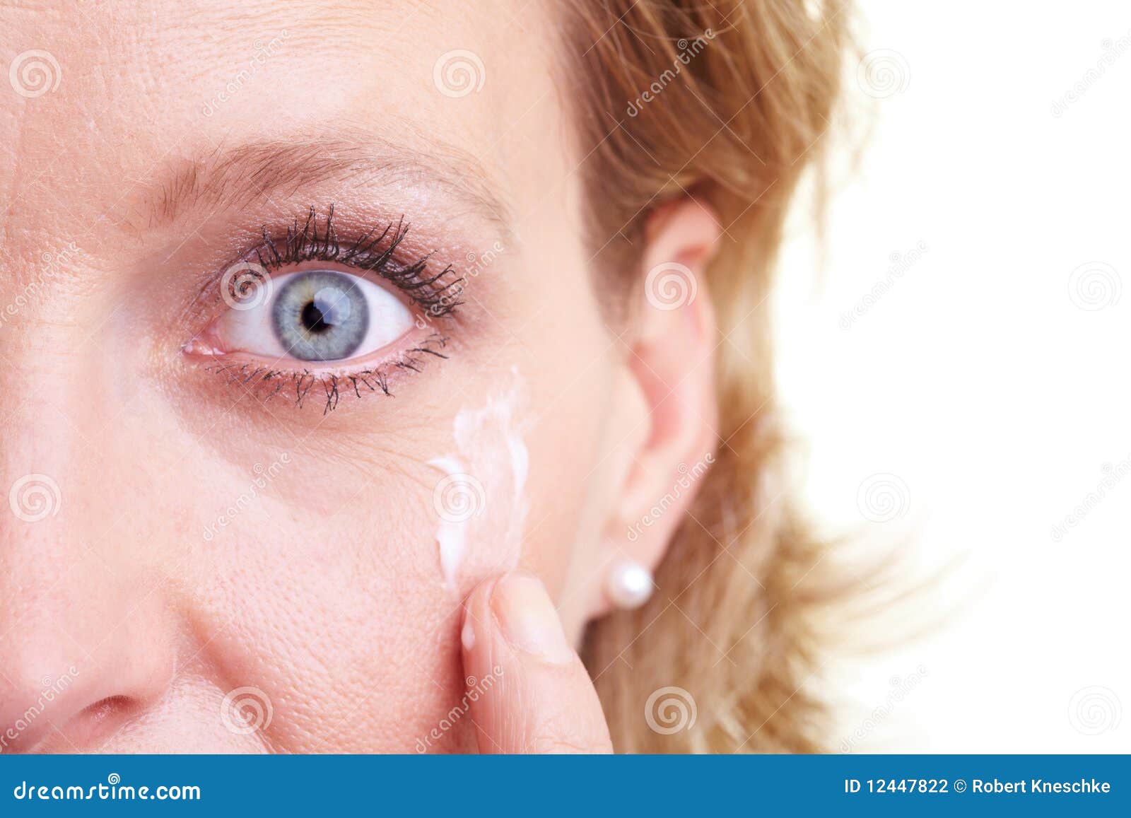 Woman applying lotion stock photo. Image of finger, hygiene 12447822
