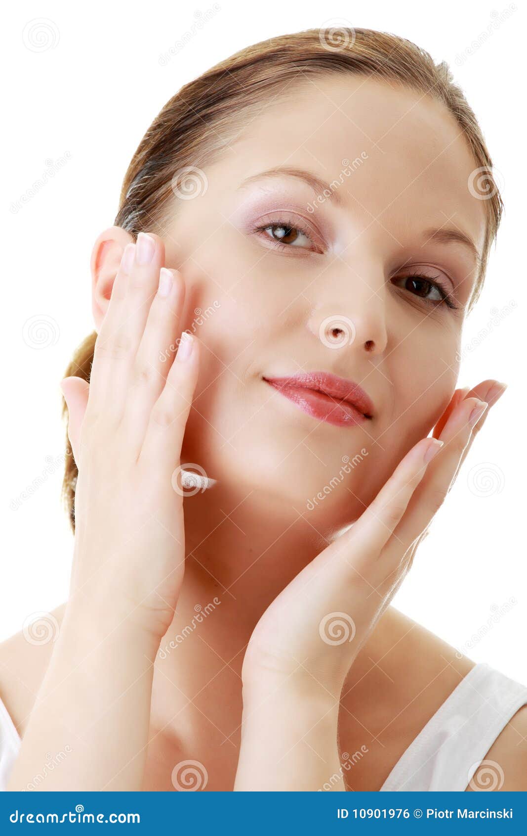 Woman Applying Moisturizer Cream on Face Stock Photo Image of female