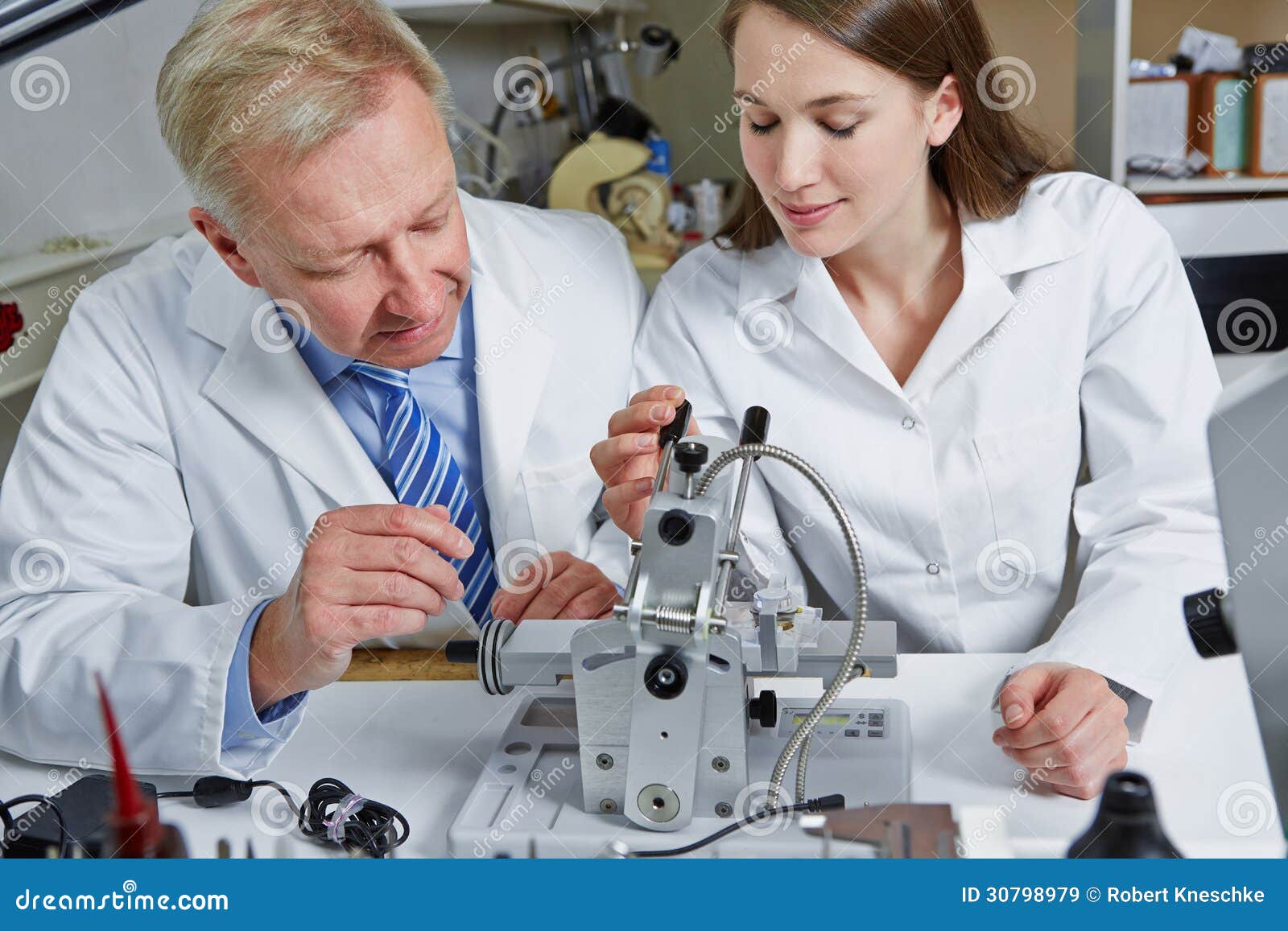 Woman As Apprentice in Optician Stock Image Image of women, machine