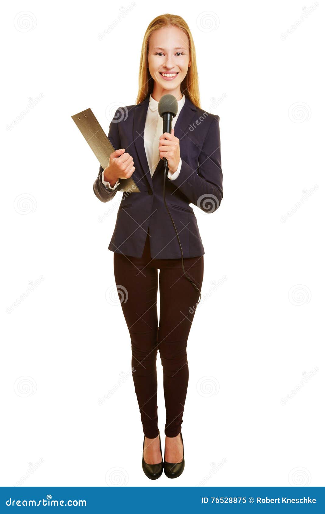 Reporter Holding Big Black Microphone For Interview Stock Photo, Picture  and Royalty Free Image. Image 10364269.