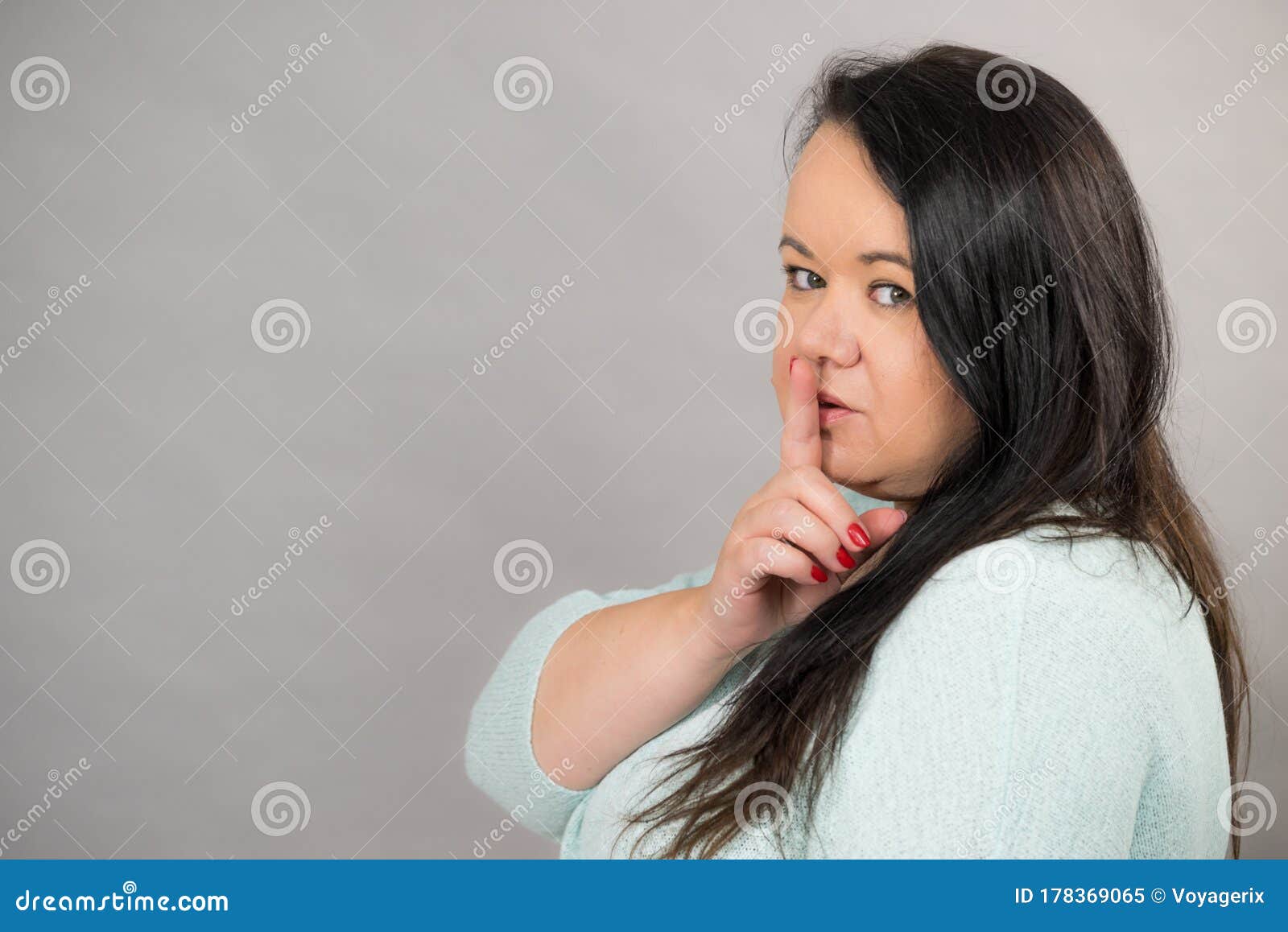 Woman Asking For Silence With Finger On Lips Stock Image Image Of