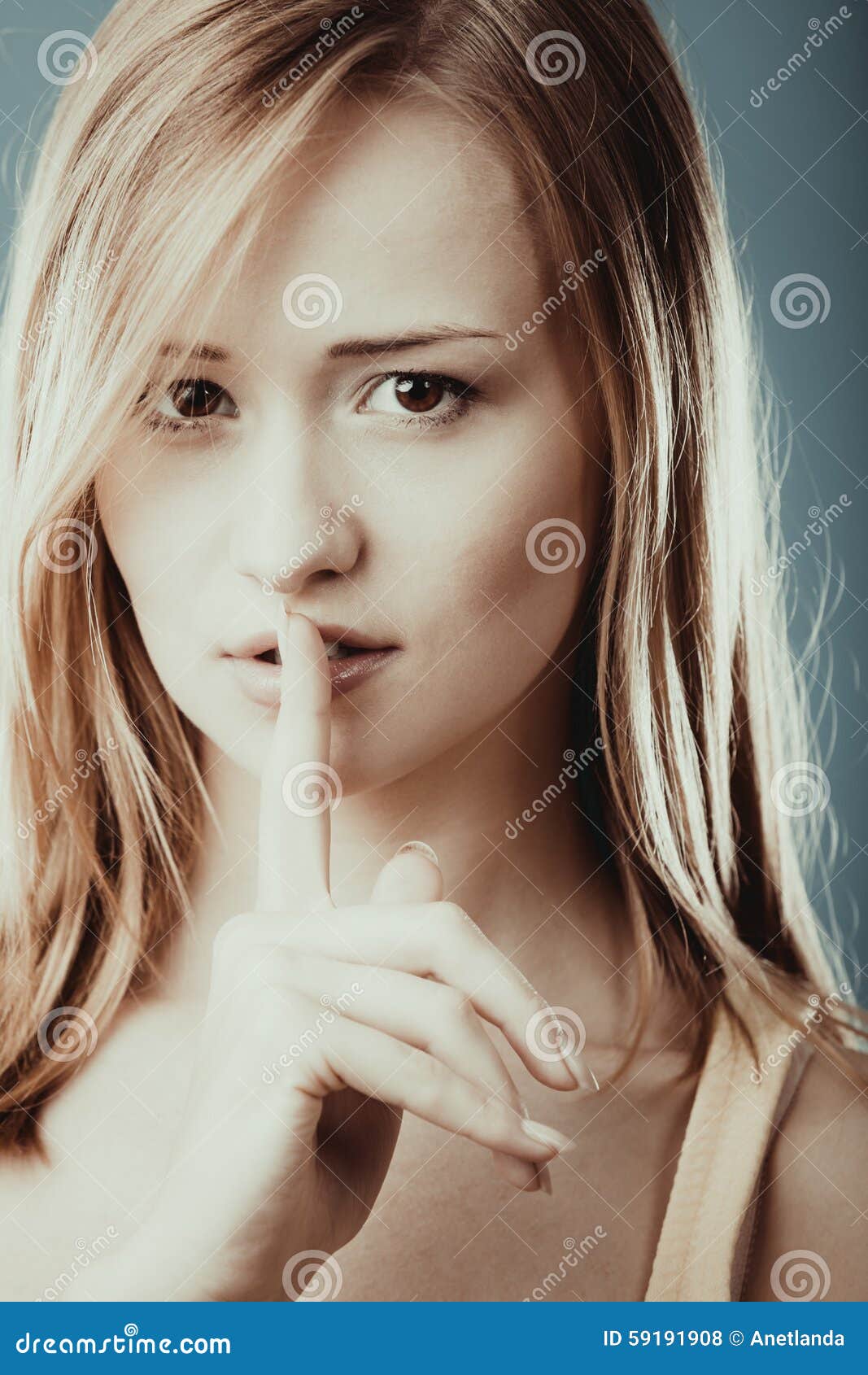 Woman Asking For Silence Finger On Lips Stock Photo Image Of Mouth