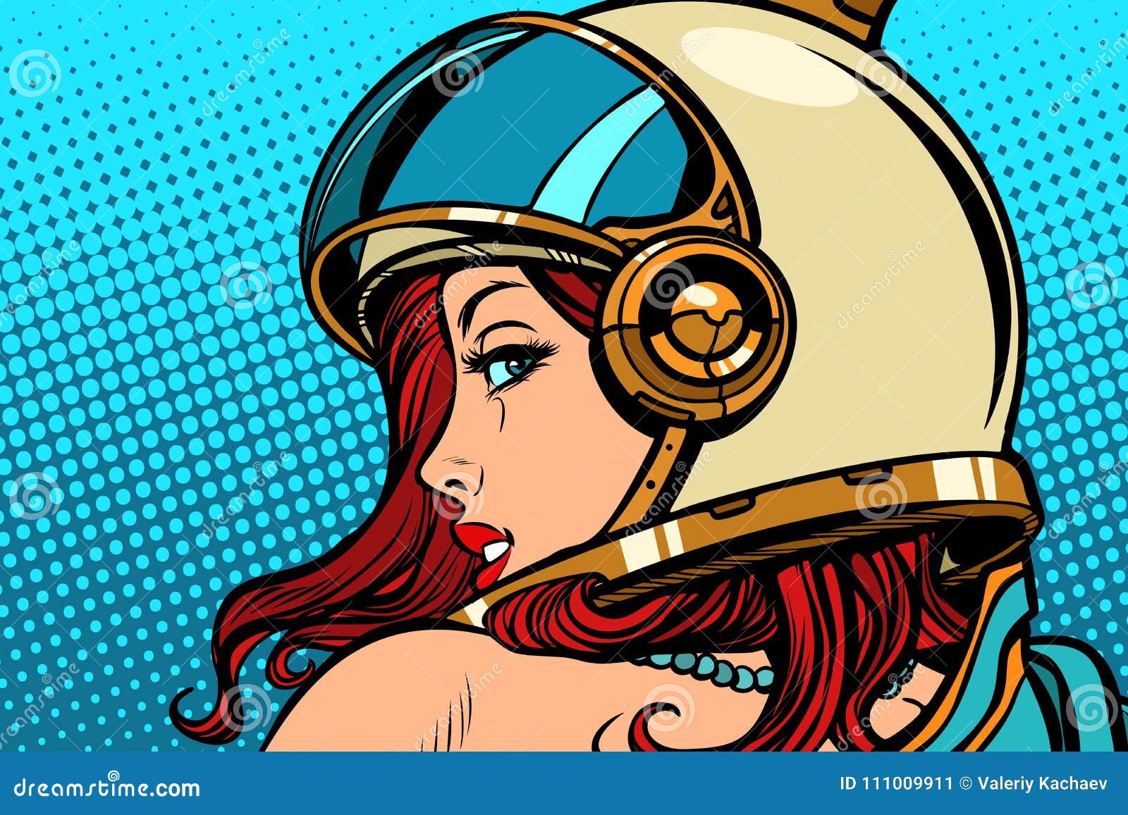 Woman Astronaut Looking Over Her Shoulder Stock Vector Illustration 