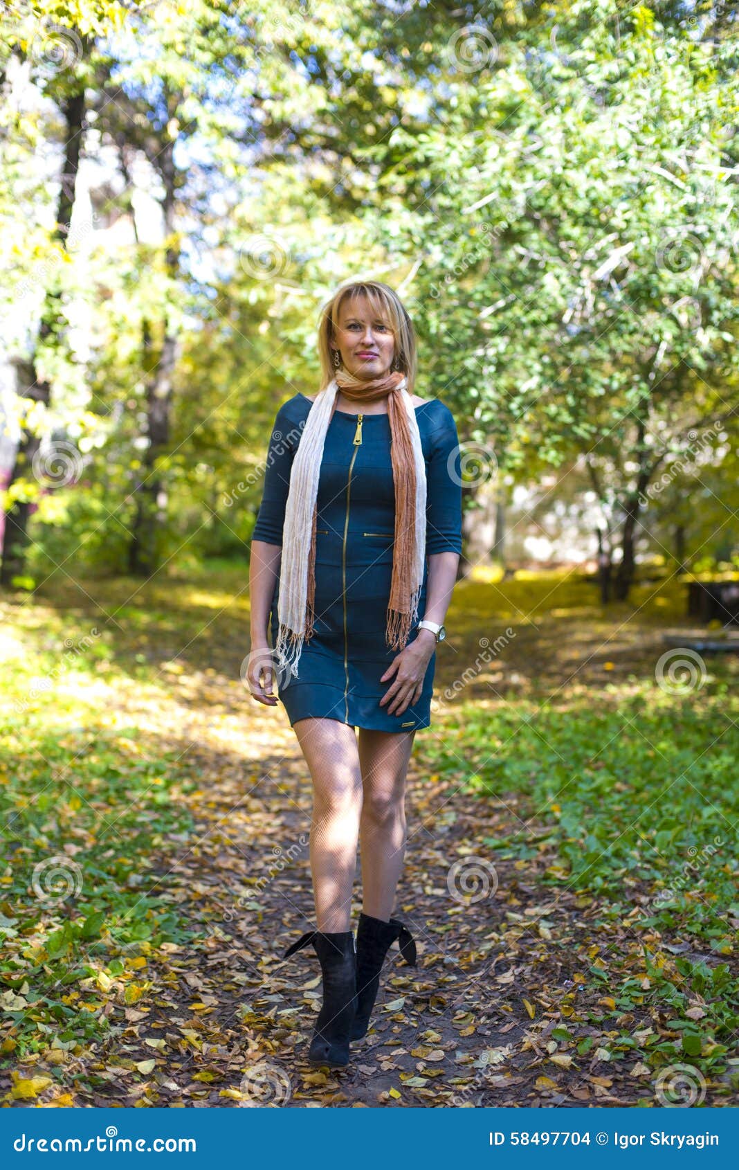 Woman in autumn park stock photo. Image of beauty, cheerful - 58497704