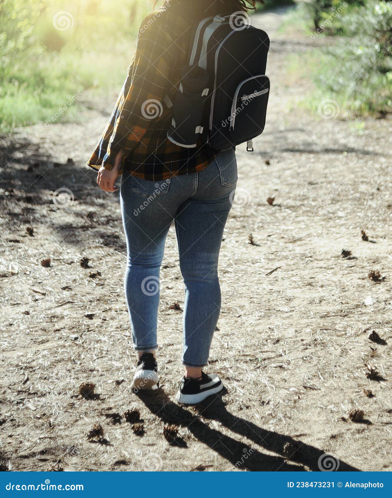 Woman with a Backpack Goes on a Hike Stock Image Image of holidays