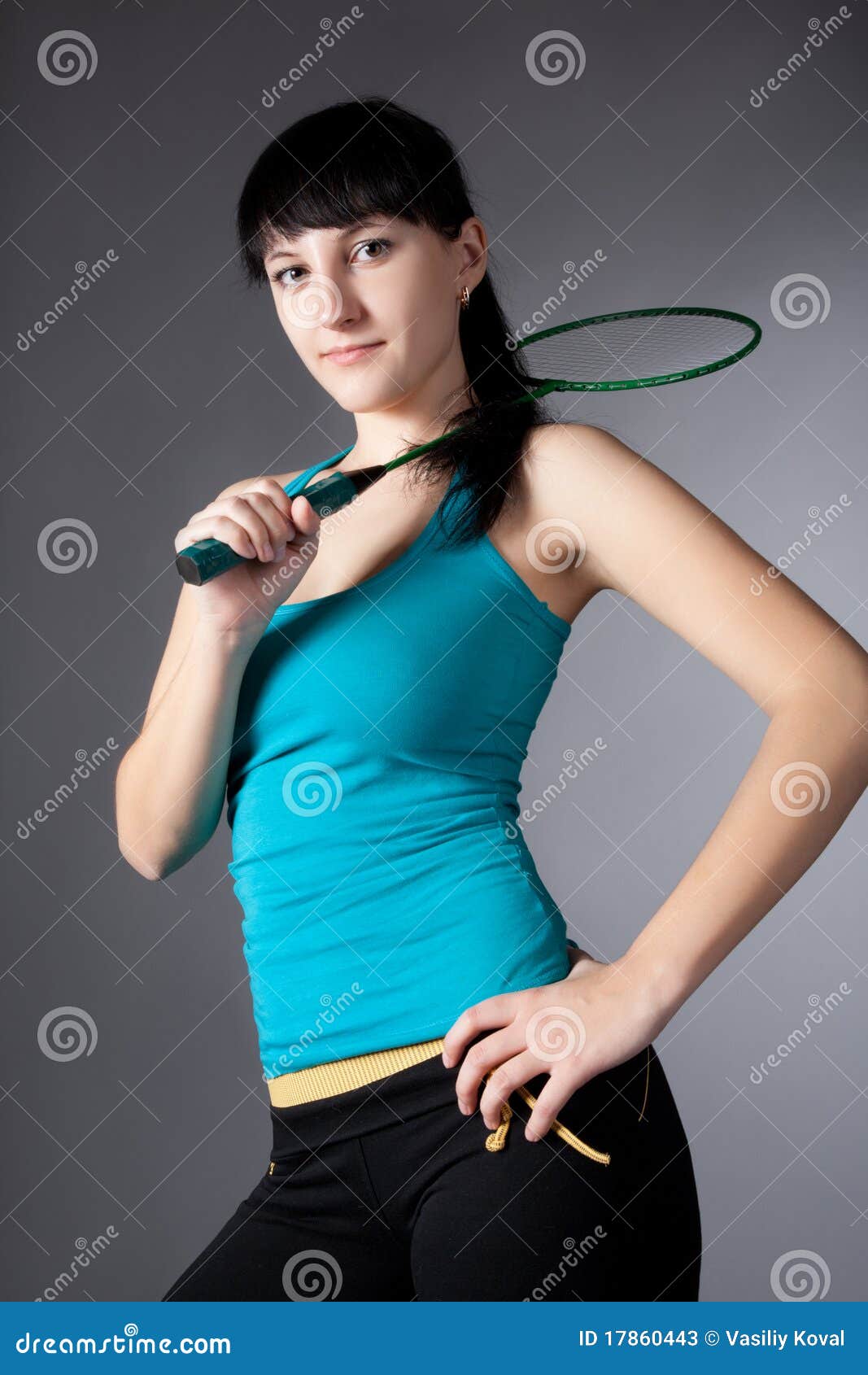 Woman with Badminton Racket Stock Image Image of holding, beautiful
