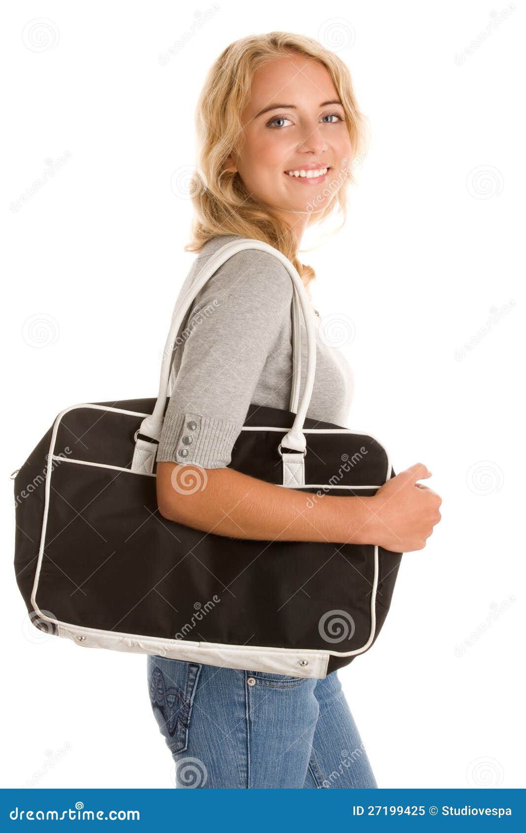 Woman with bag stock image. Image of female, natural 27199425