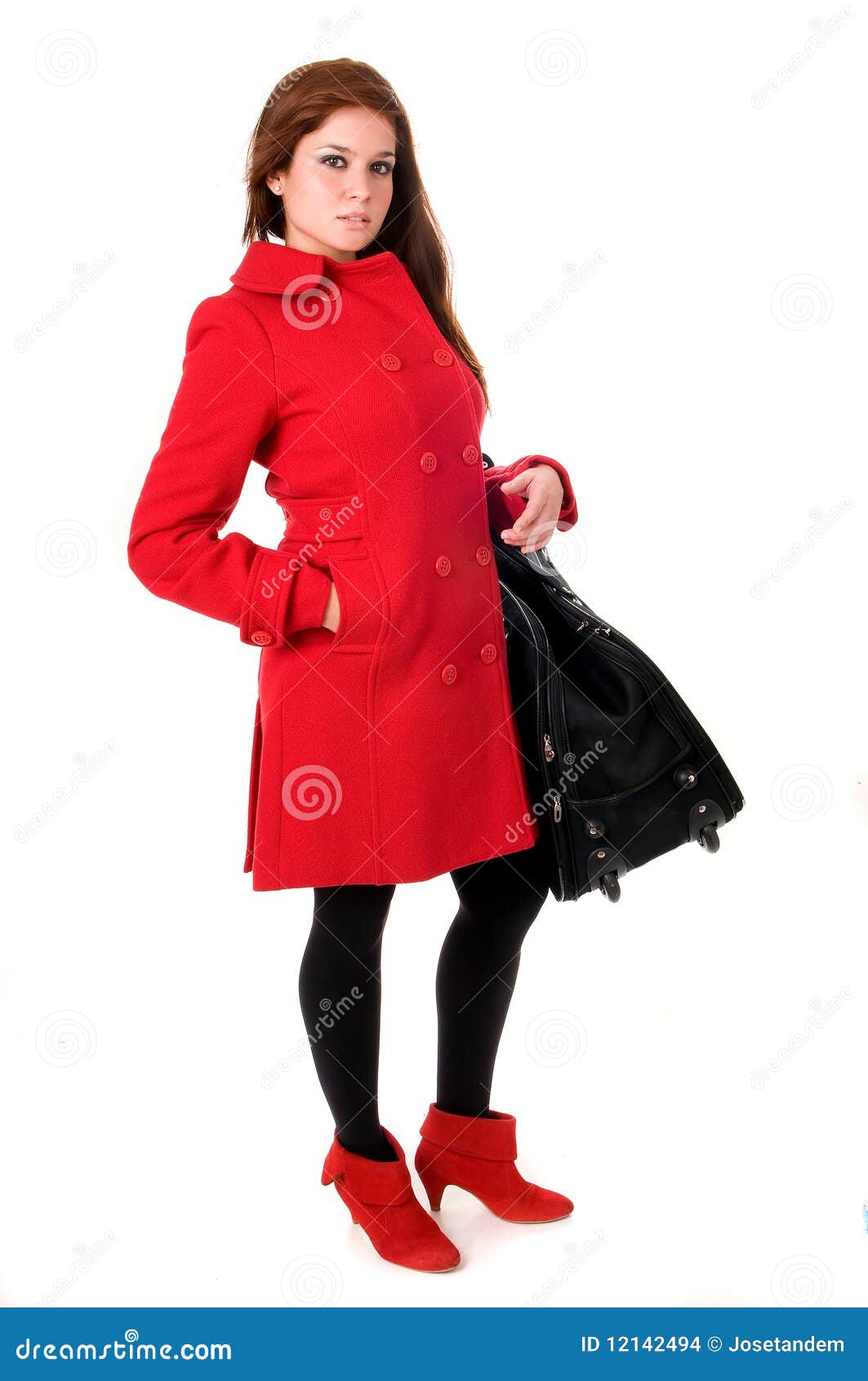 Woman with Bag Isolated on White Stock Photo - Image of fresh, face ...