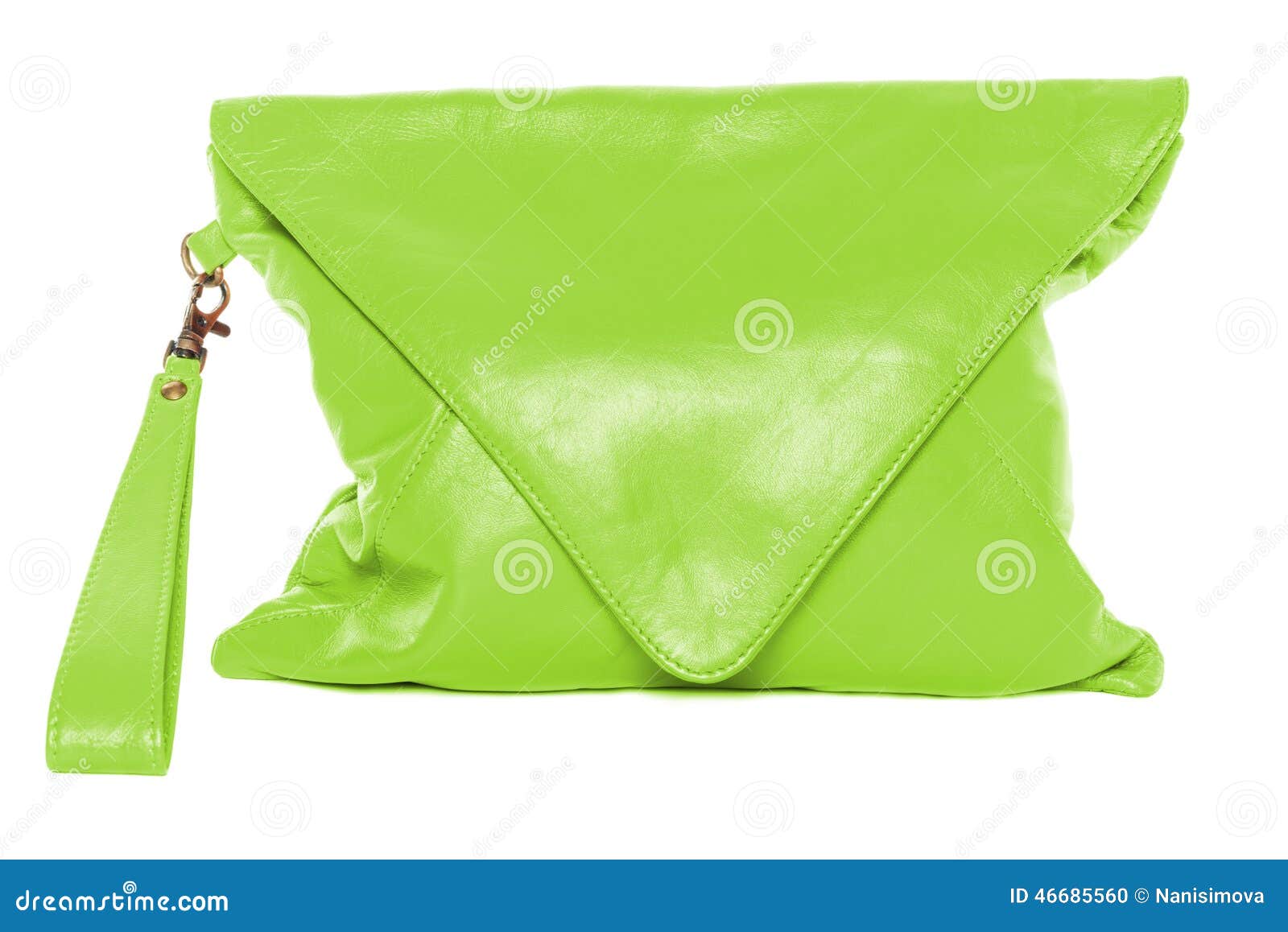 Woman Bag Isolated on White Background Bright Green Stock Photo Image