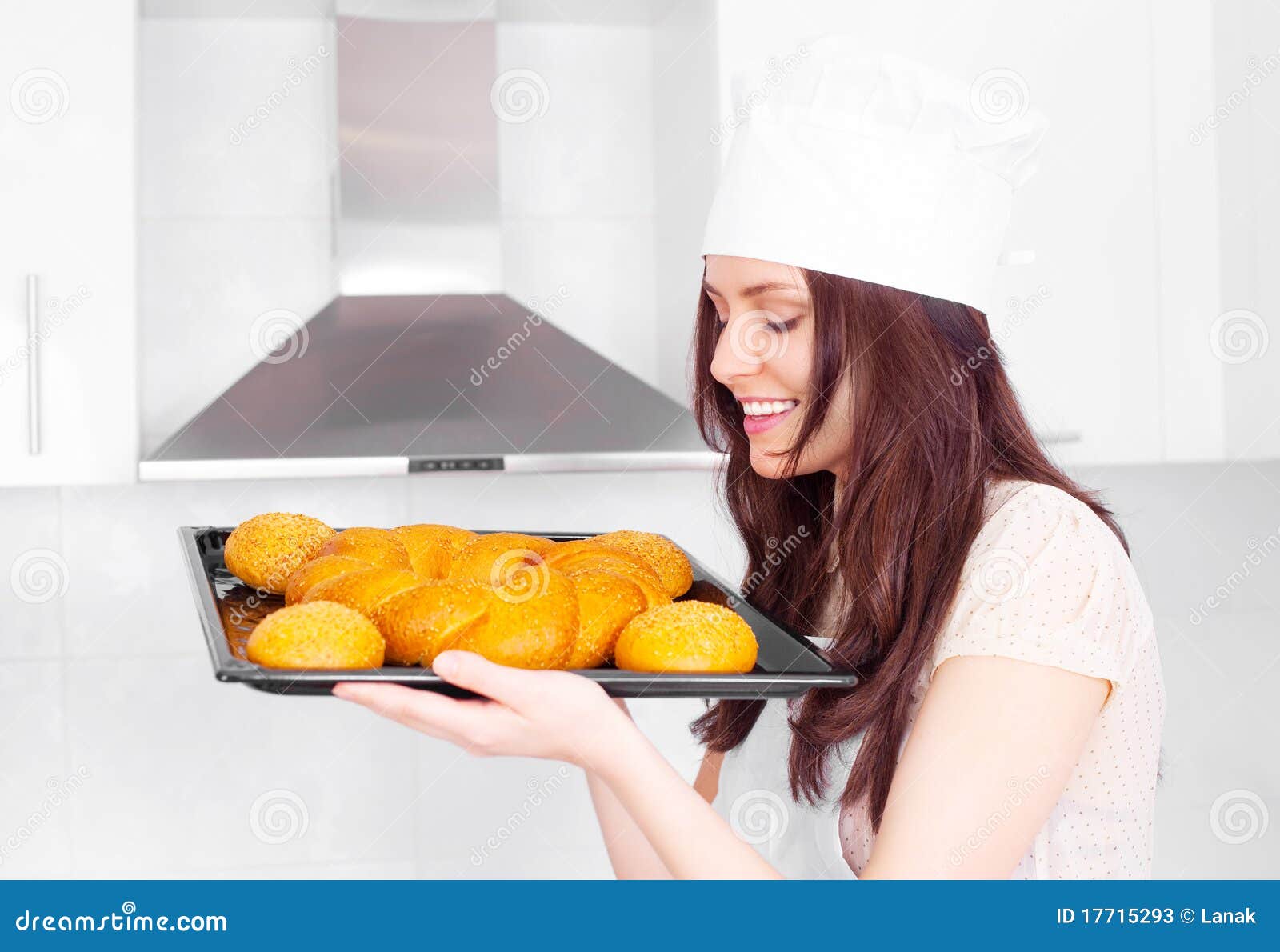 Woman baking bread stock image. Image of roll, cereals 17715293