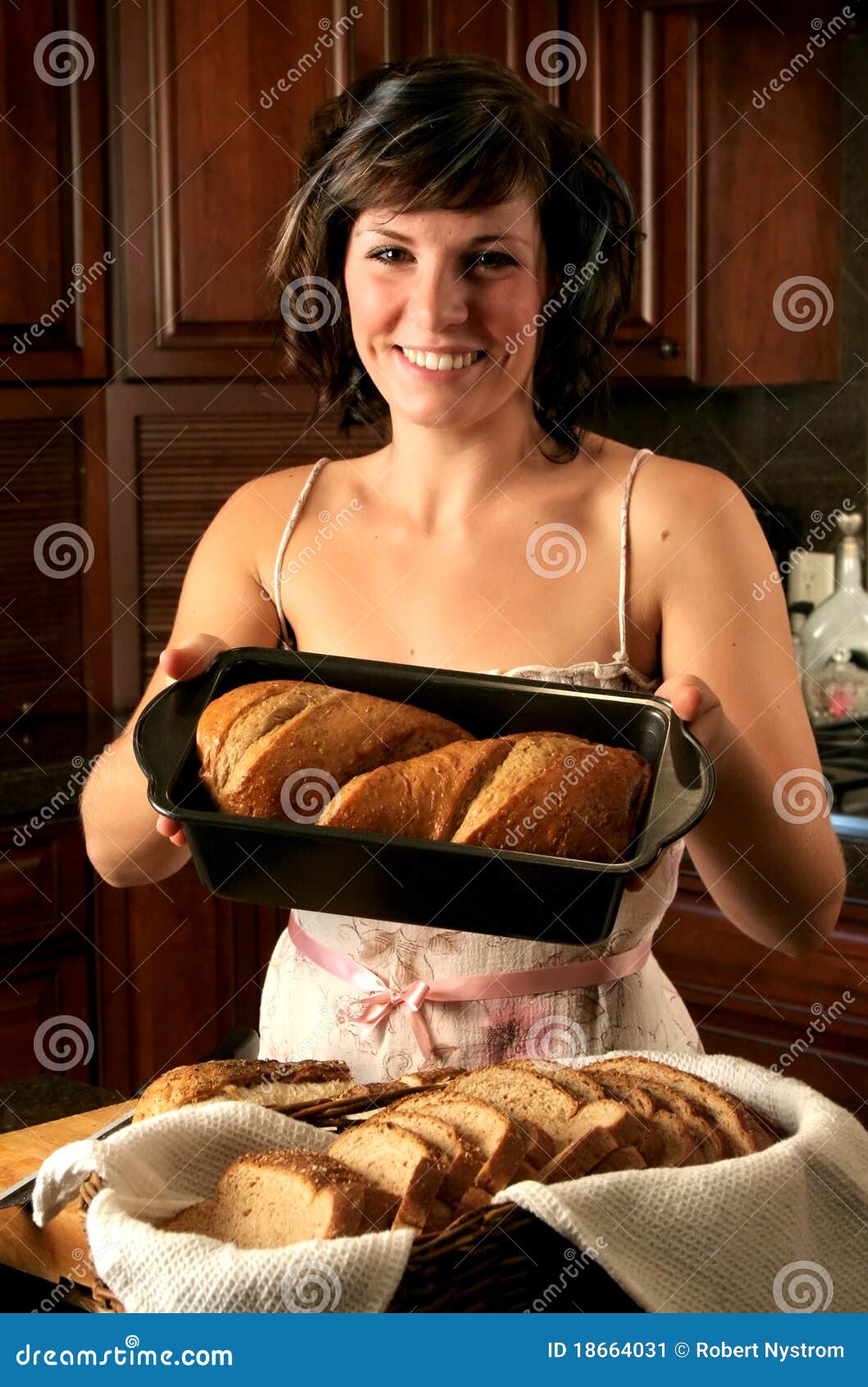 Woman Baking Bread Stock Image Image Of Baking Housewife