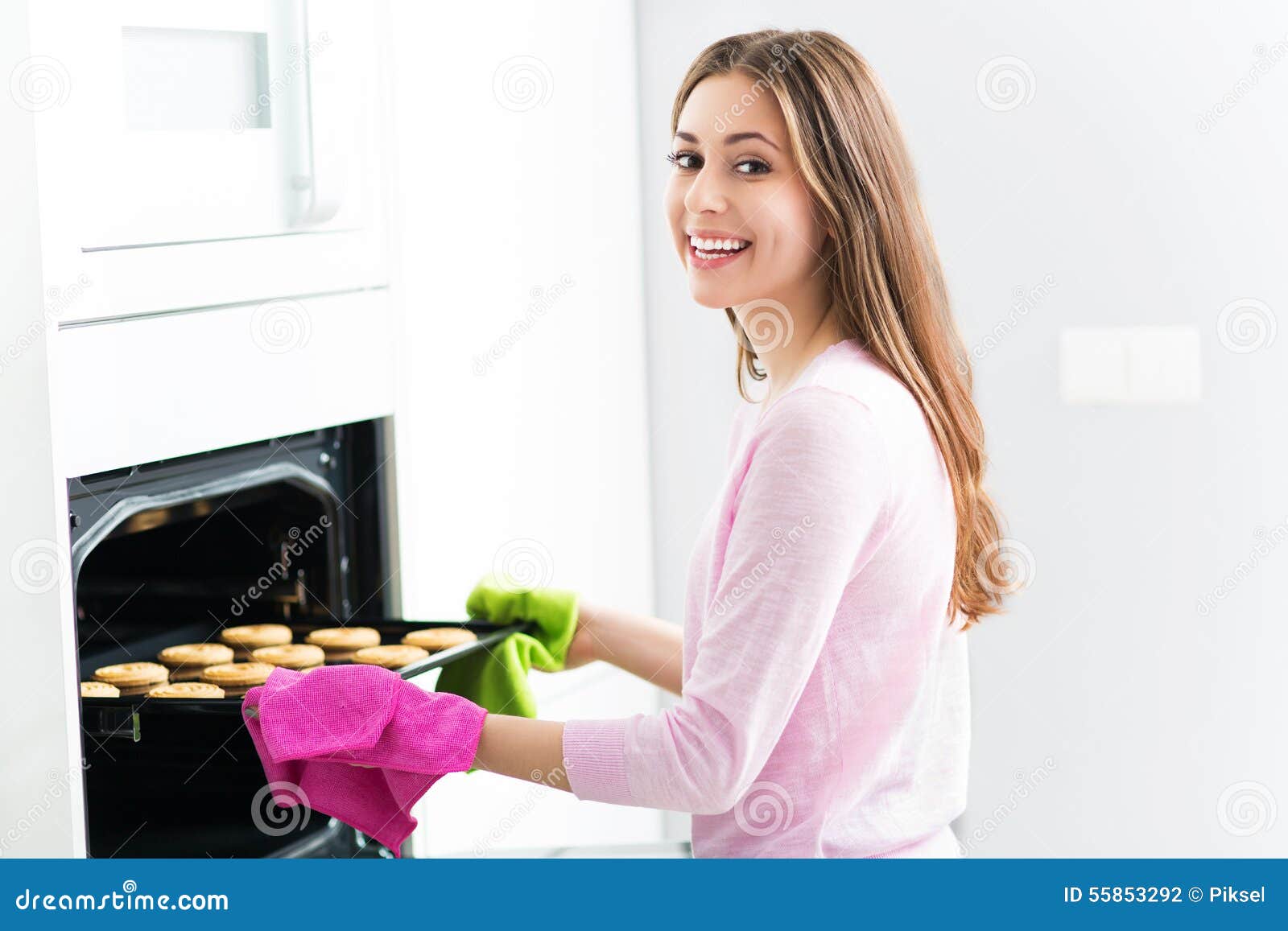 Woman baking cookies stock photo. Image of housework 55853292