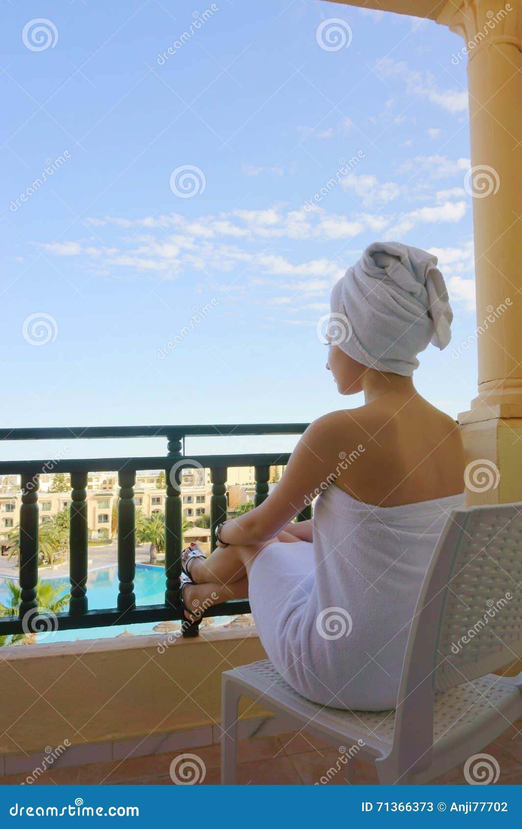 Woman on the Balcony of the Hotel Stock Image - Image of holiday ...