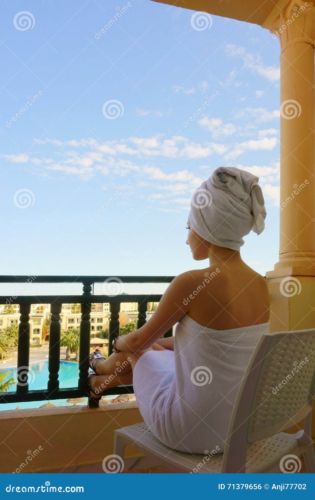 Woman on the Balcony of the Hotel Stock Photo - Image of leisure ...