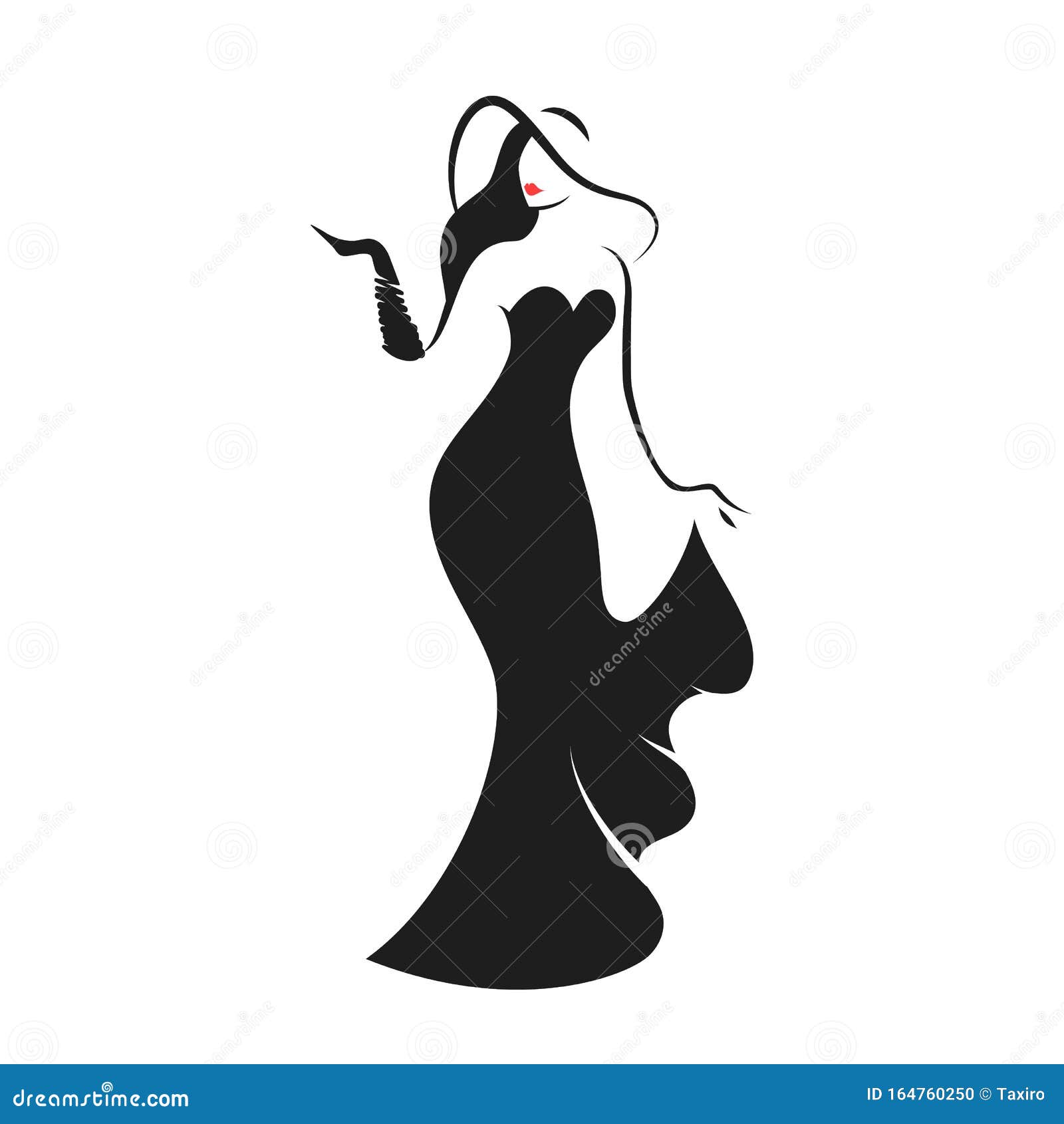 Woman in the Ball Gown Black Stock Vector - Illustration of classic ...