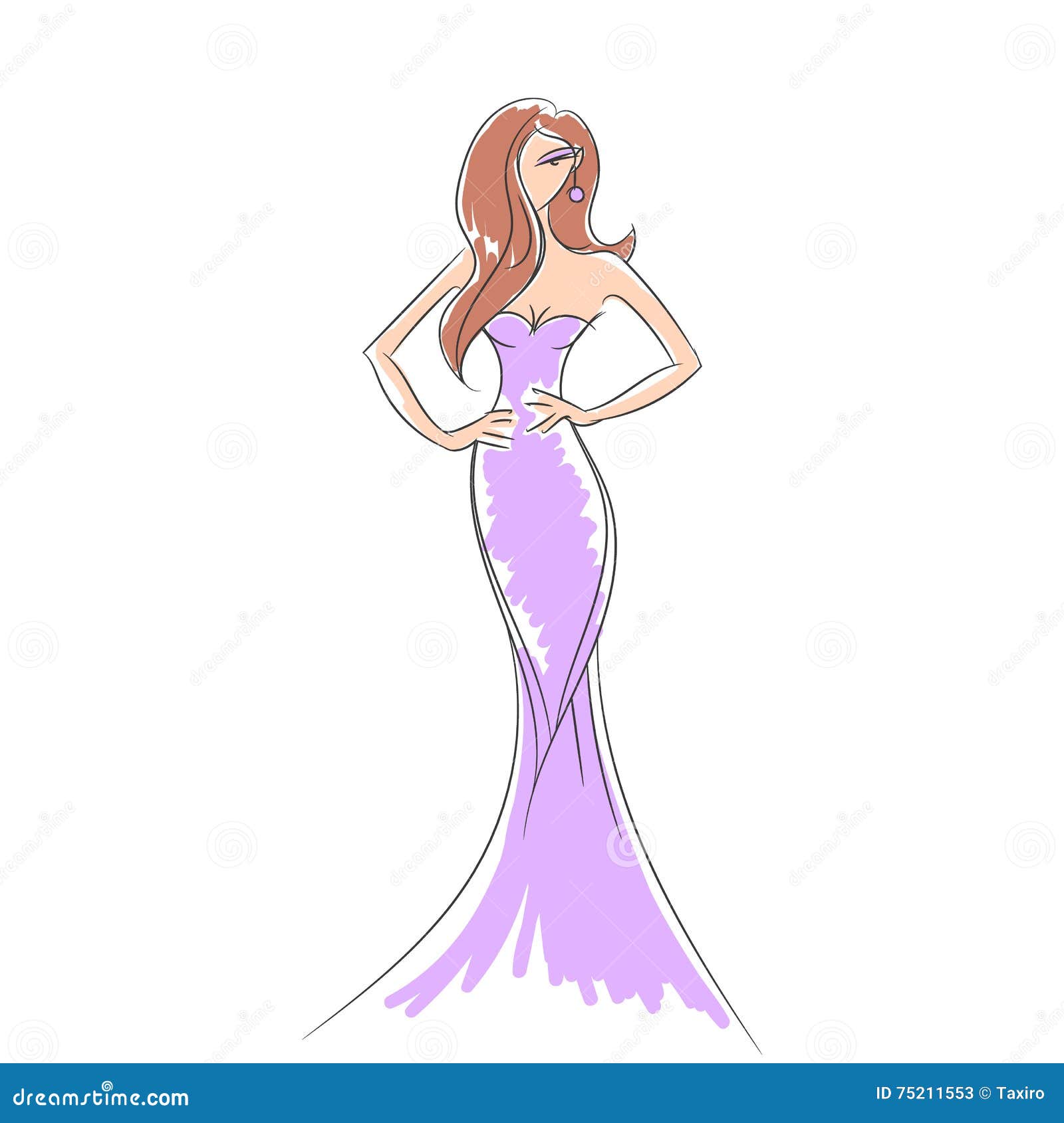 Woman In The Ball Gown Silhouette Stock Vector - Illustration Of Female,  Hand: 75211553