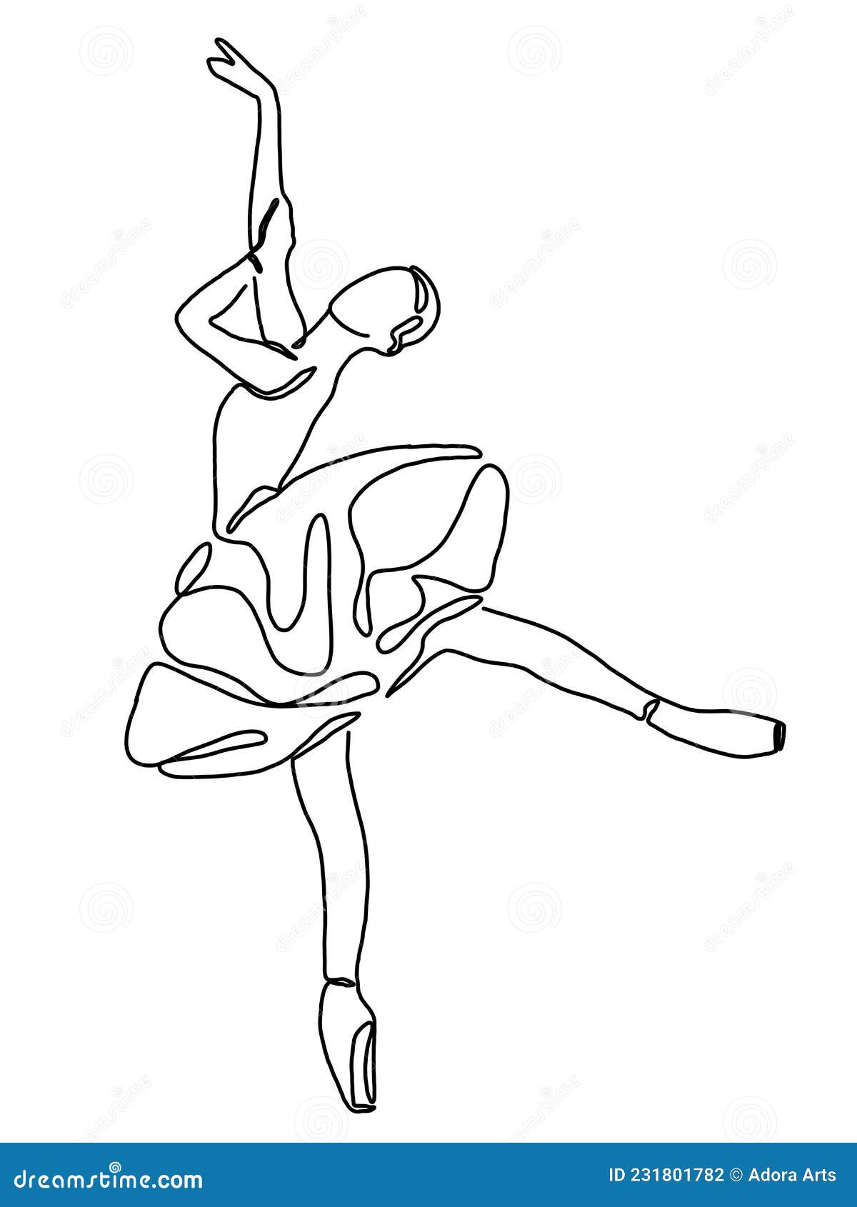 Woman Lady Ballet Ballerina Line Art Illustration Stock Illustration ...