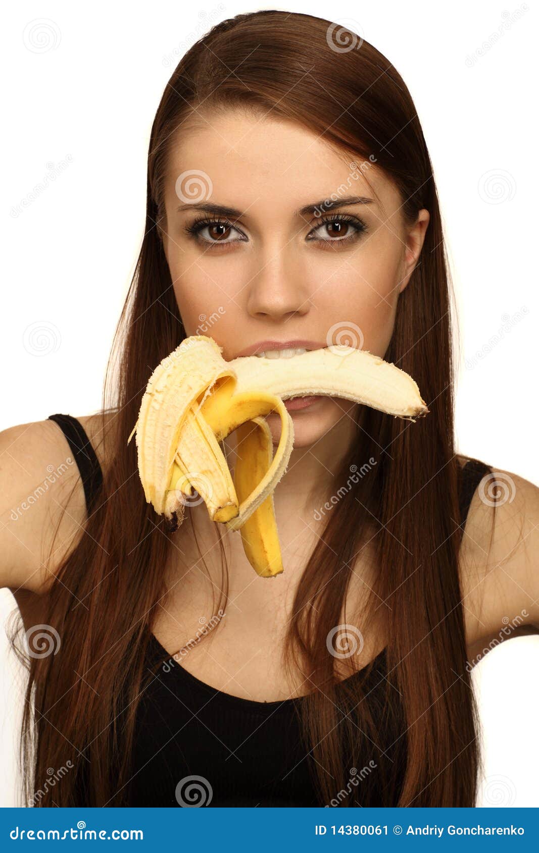 The woman with bananas stock image. Image of health, banana 14380061