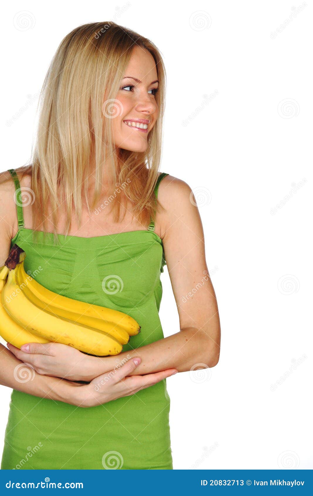 Woman and bananas stock image. Image of fashion, girl 20832713
