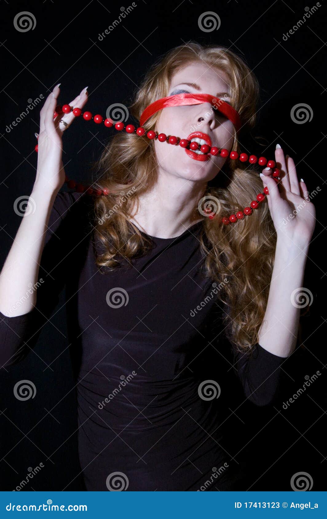 Woman with Bandage on Her Eyes Stock Image Image of goths,