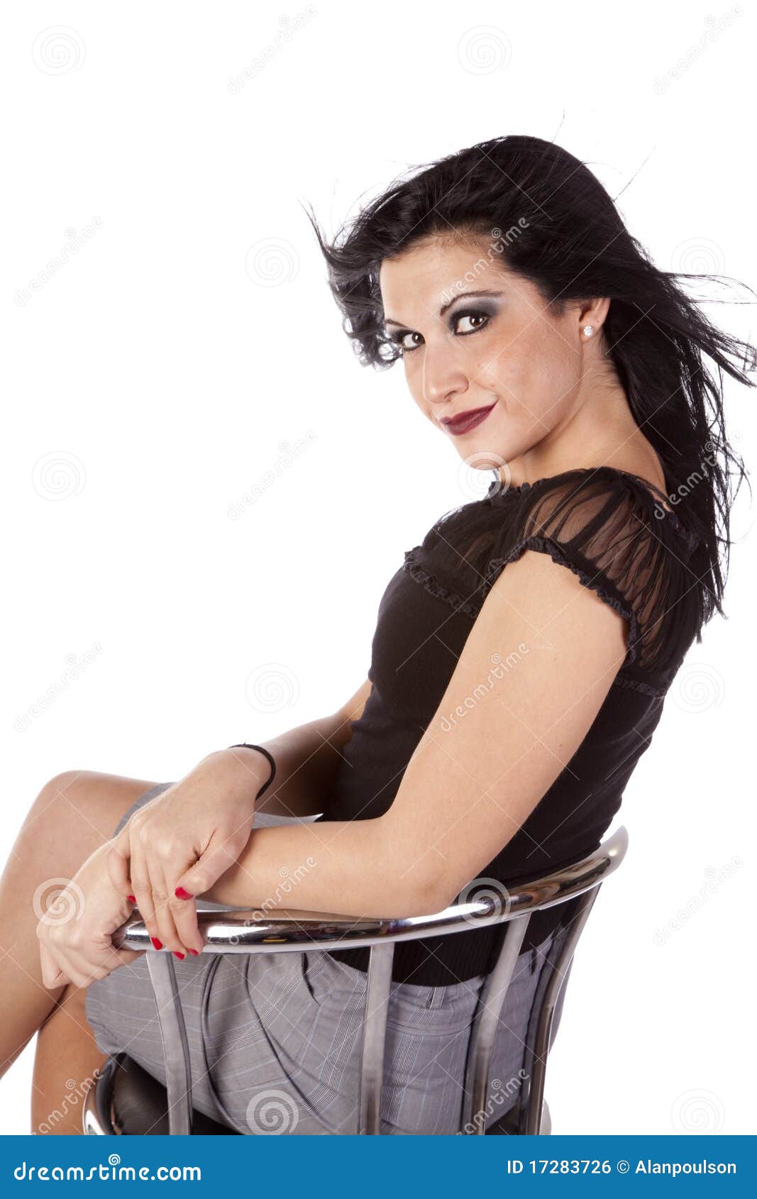 Woman Barstool Looking Over Shoulder Stock Photo Image of corporate