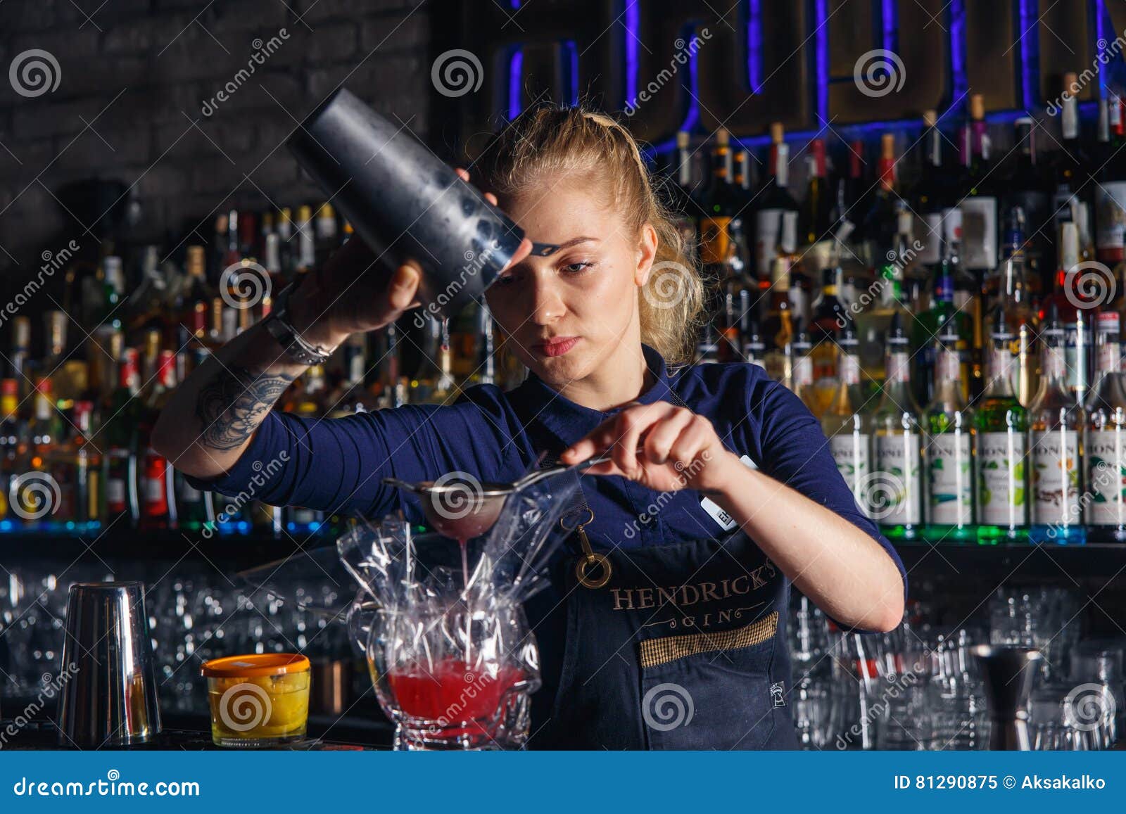 Woman Bartender Making an Alcohol Cocktail Editorial Image - Image of ...