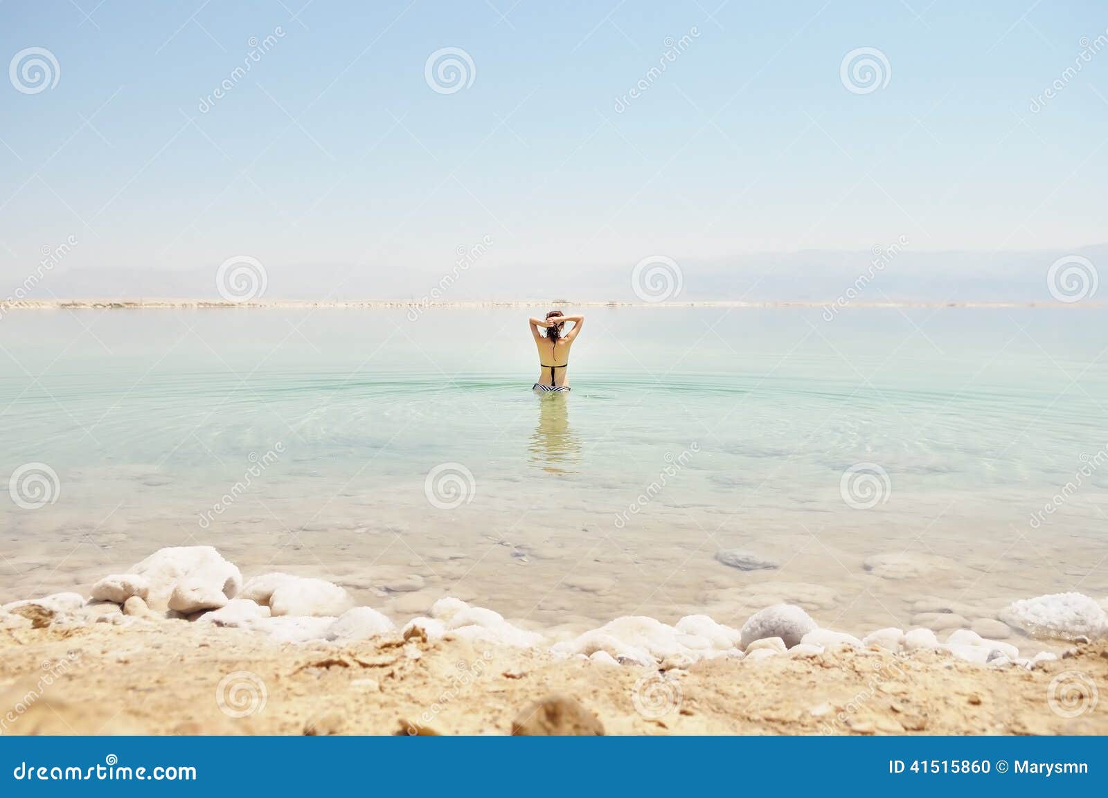 woman bathe at the dead sea