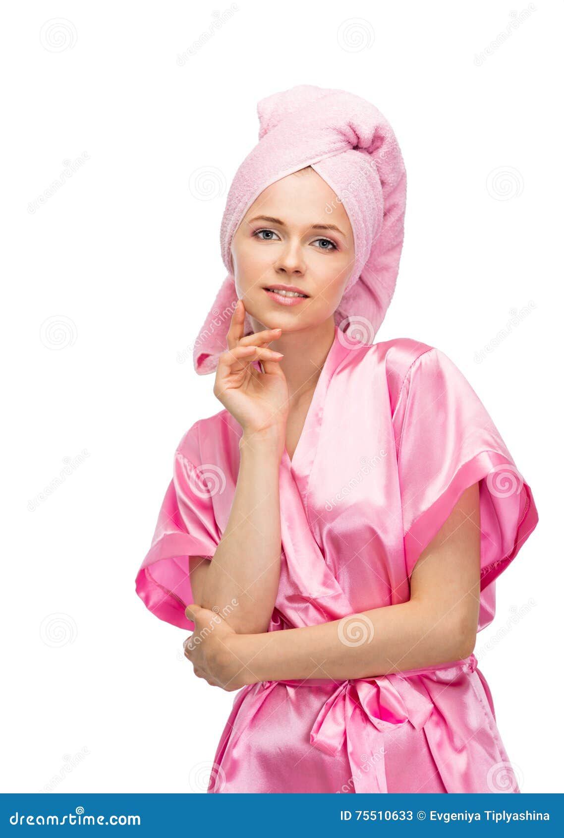 Woman in Bathrobe and Towel Stock Image Image of skin, woman 75510633