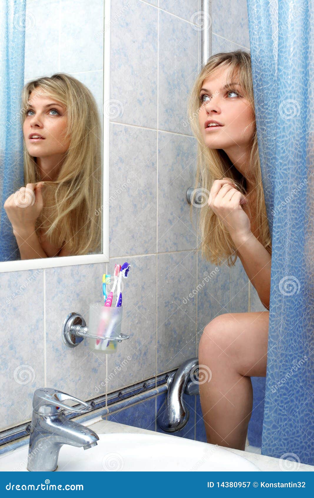 Woman In Bathroom Stock I