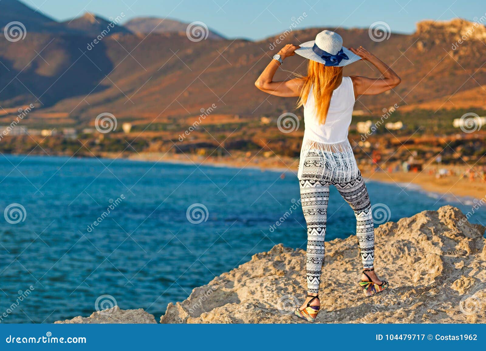 A Woman at the Beach Falassarna of Creta, Greece Stock Image - Image of ...