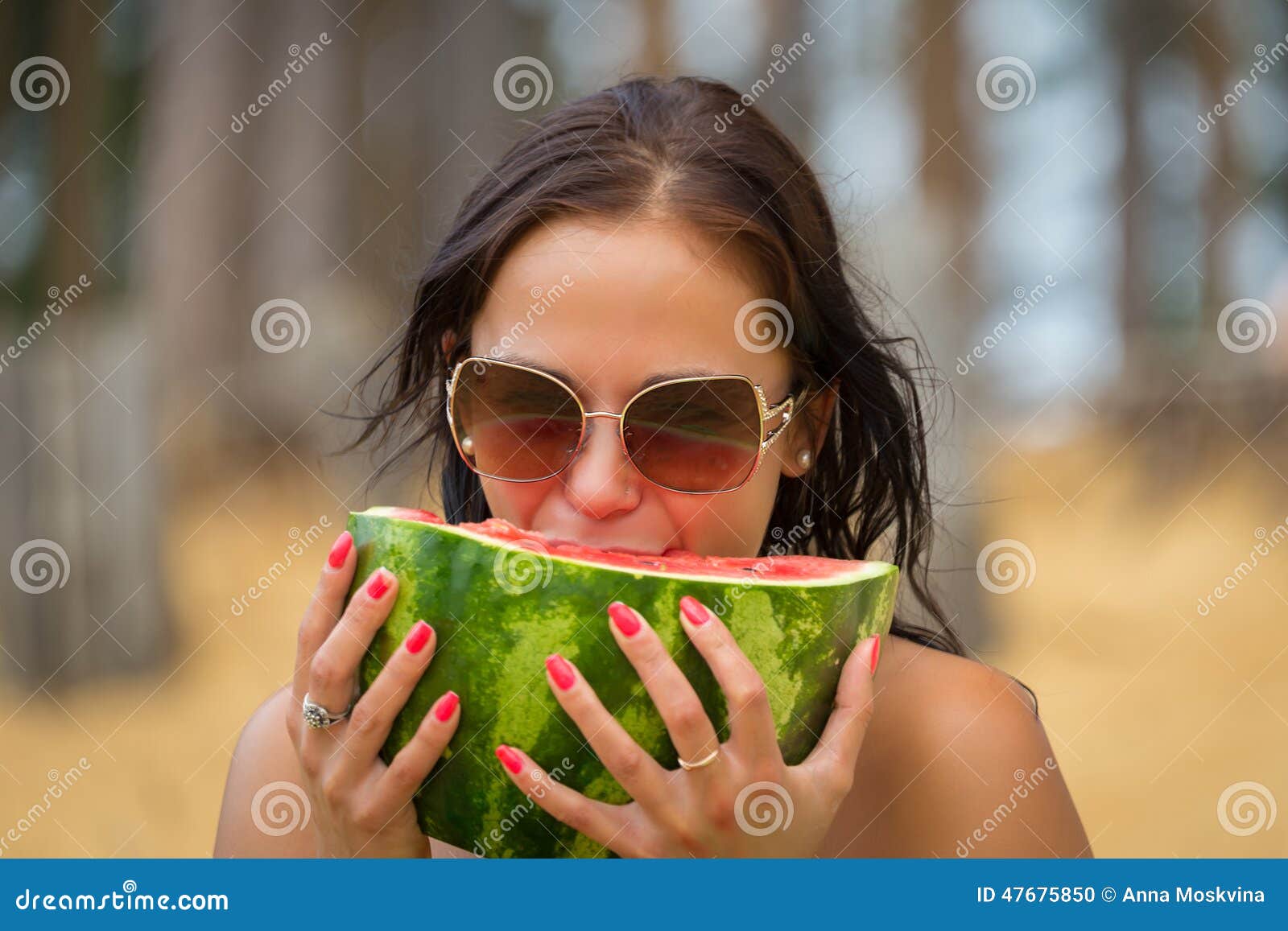 Woman on Beach Gets Sun Tan Stock Photo Image of face, girl 47675850