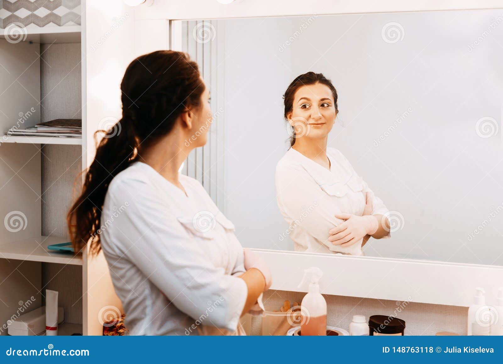 Woman Beautician Doctor At Work In Spa Center Portrait Of A Young