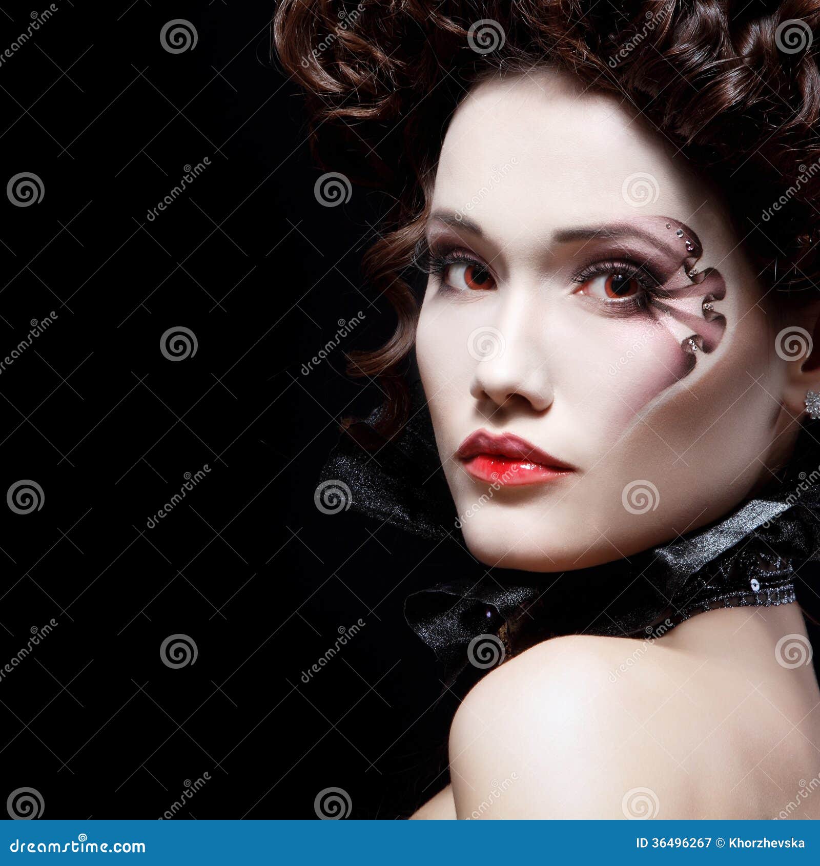 Woman Beautiful Halloween Vampire Baroque Aristocrat Stock Image ...