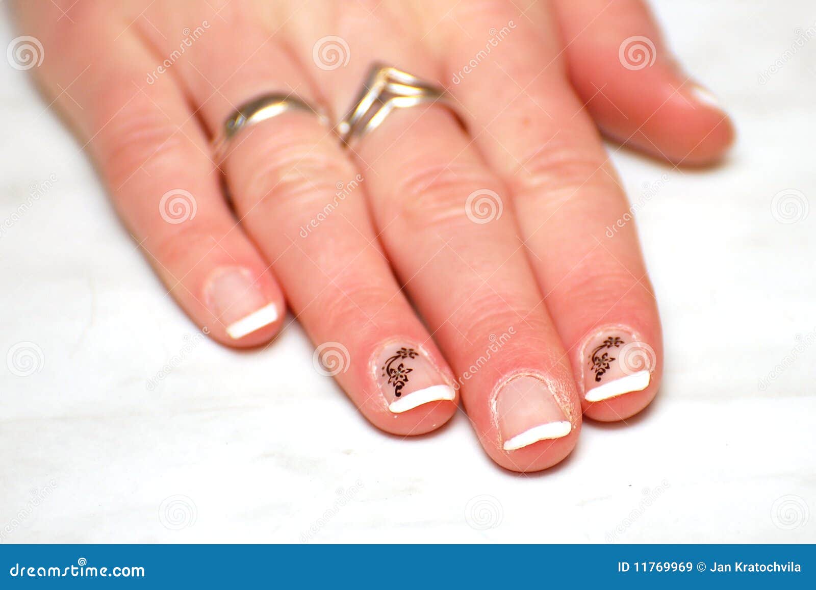 Woman Beautiful Hand With Painted White Nails Royalty Free Stock Images