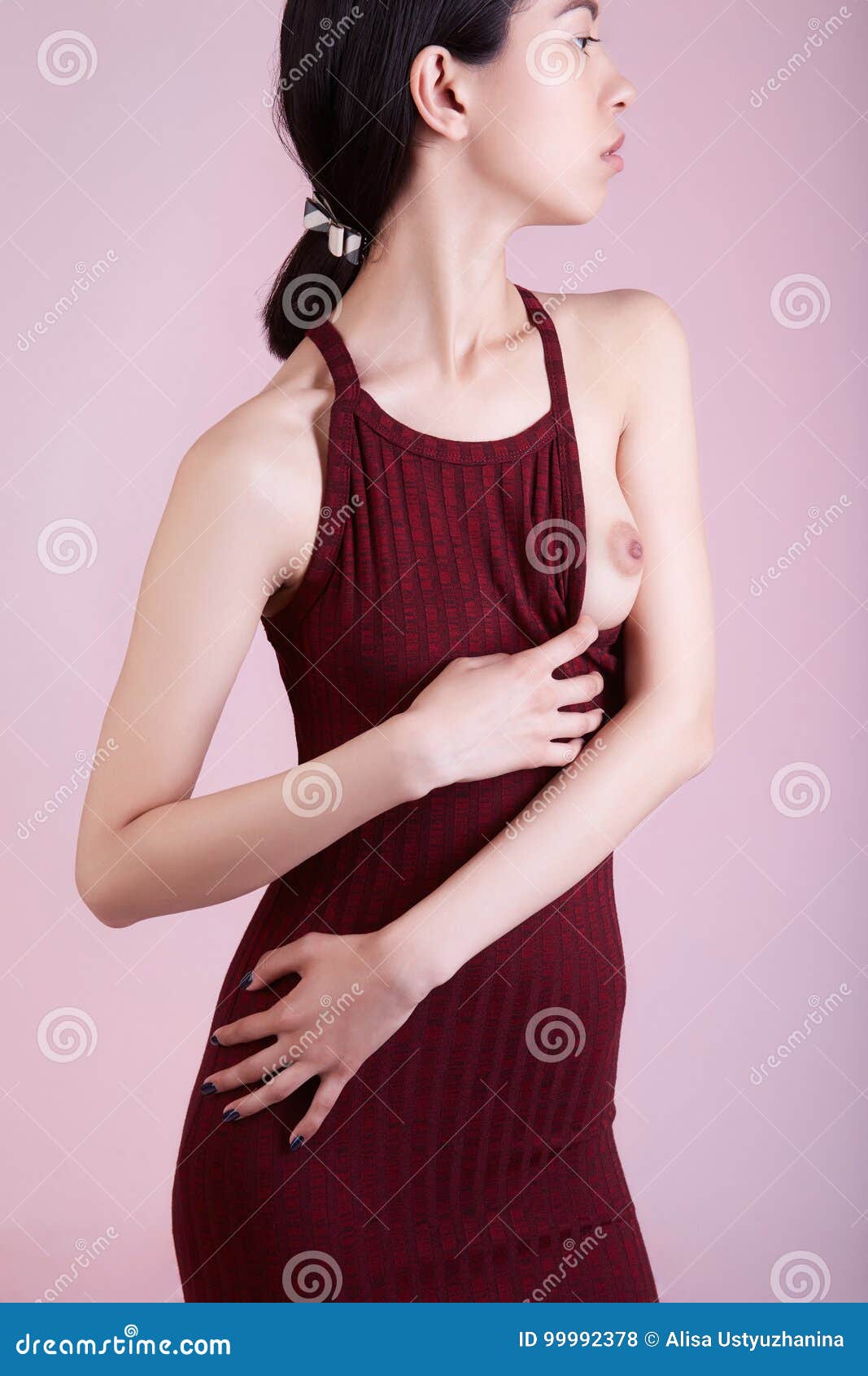 Woman with a Beautiful Naked Breast Stock Photo - Image of beauty
