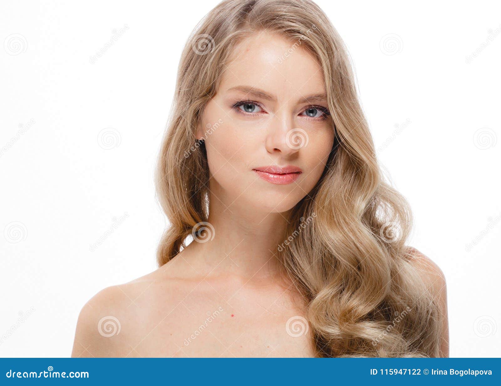Woman Beauty Skin Care Close Up Portrait Blonde Hair Studio On W Stock Photo Image Of