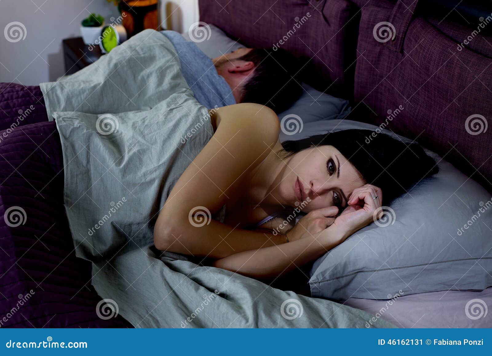 Woman in Bed Not Feeling Love Anymore Couple Problems Stock Image ...