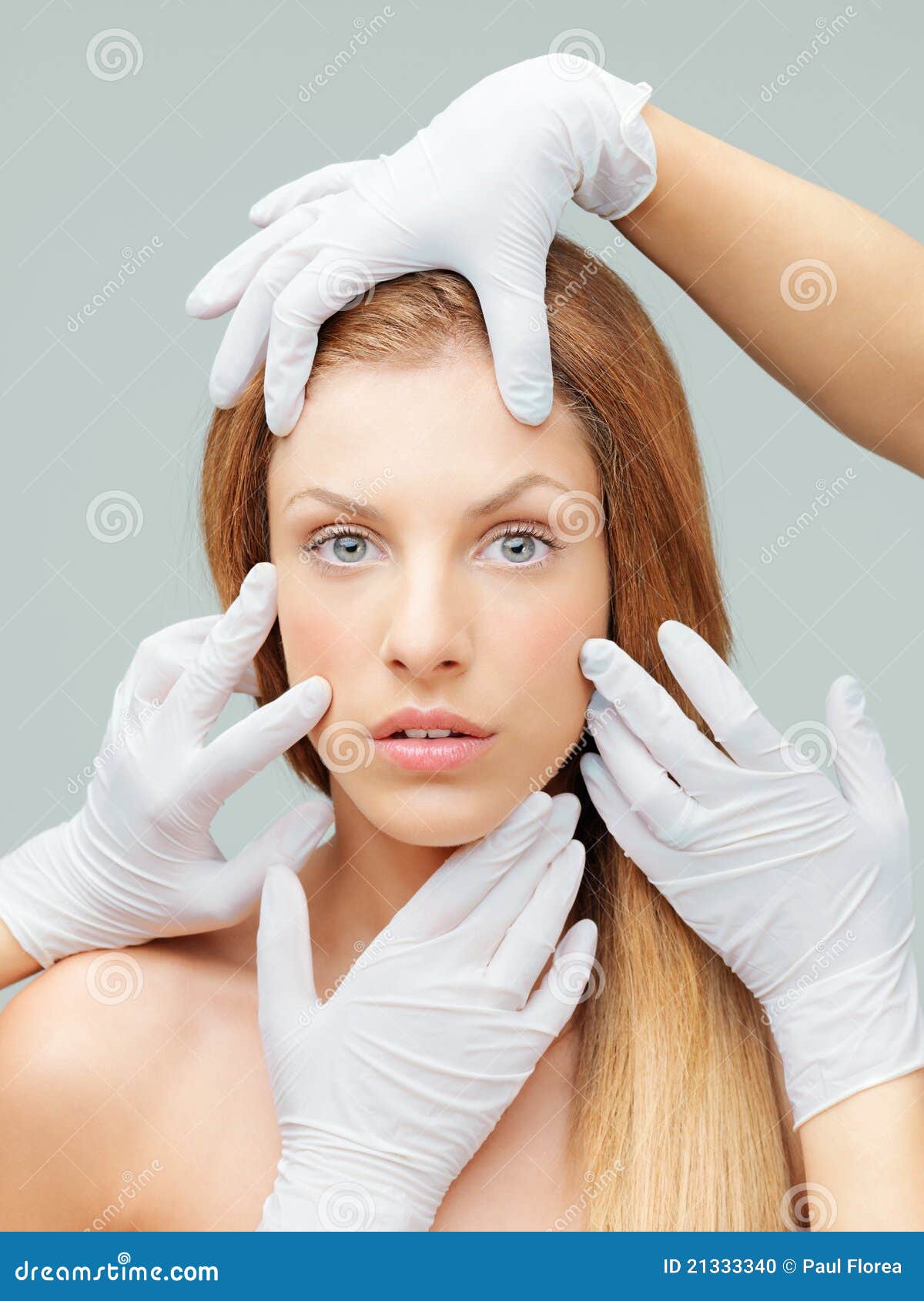 Woman Being Examinated Plastic Surgeons Hands Stock Photo Image of