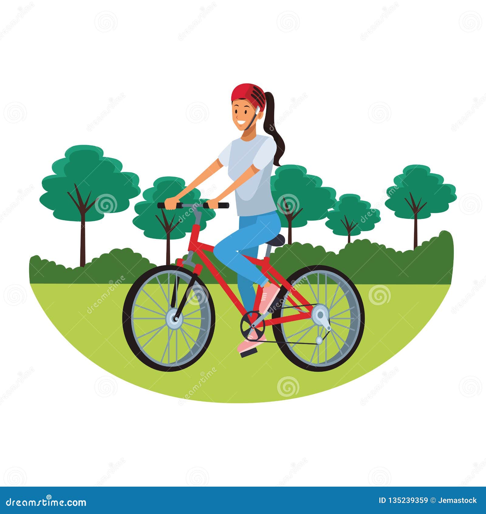 woman with bicicle parkscape