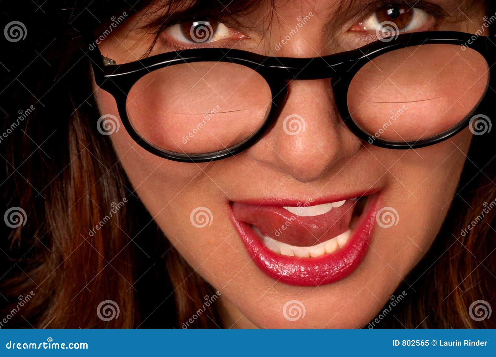 Woman with bifocals stock image image of lips caucasian 802565