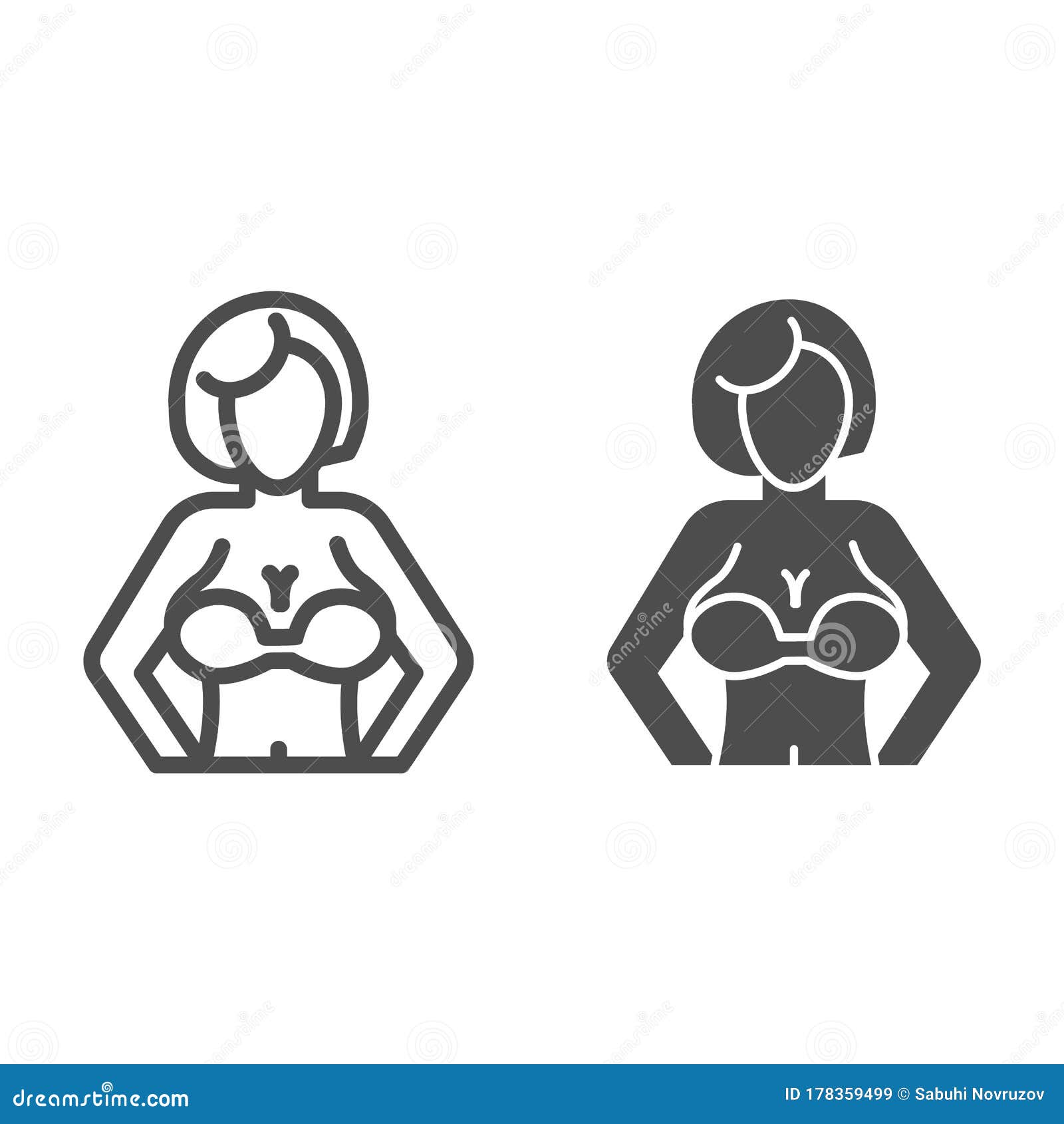 Types of women's Breasts. Women's Breast Icon, Breast Icon Vector