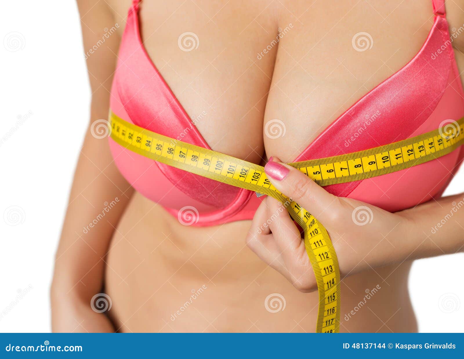 Woman with Big Breasts Measuring Her Bust Stock Photo - Image of boobs,  great: 48137144