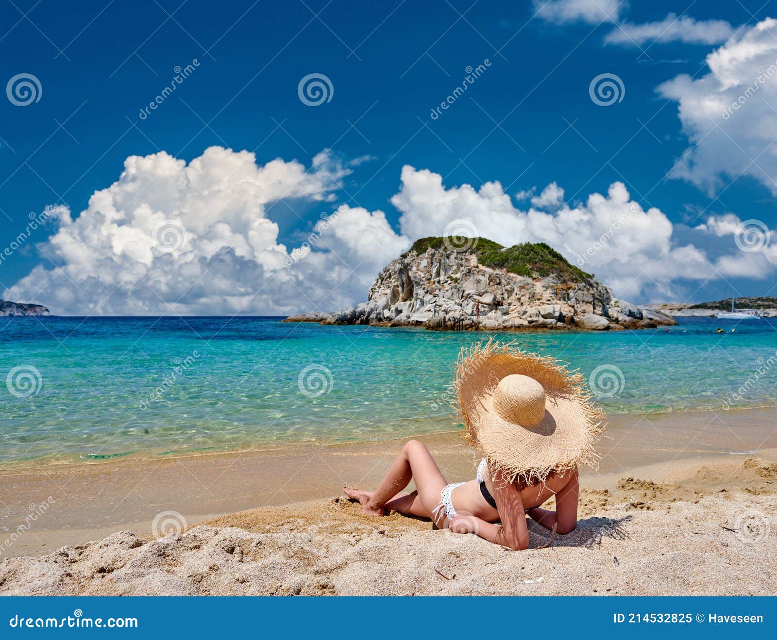 Woman in bikini on beach stock image. Image of mediterranean 214532825