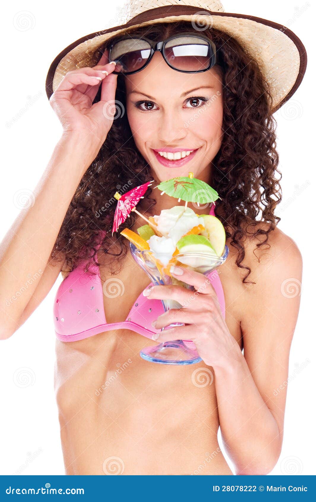 Woman In Bikini Holding Cup Of Fruits Stock Photo Image of girl