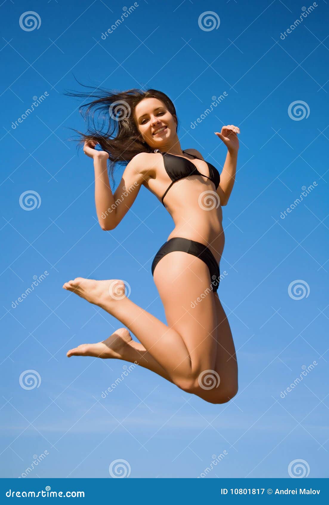 Woman in Bikini Jumping High Stock Image - Image of activity