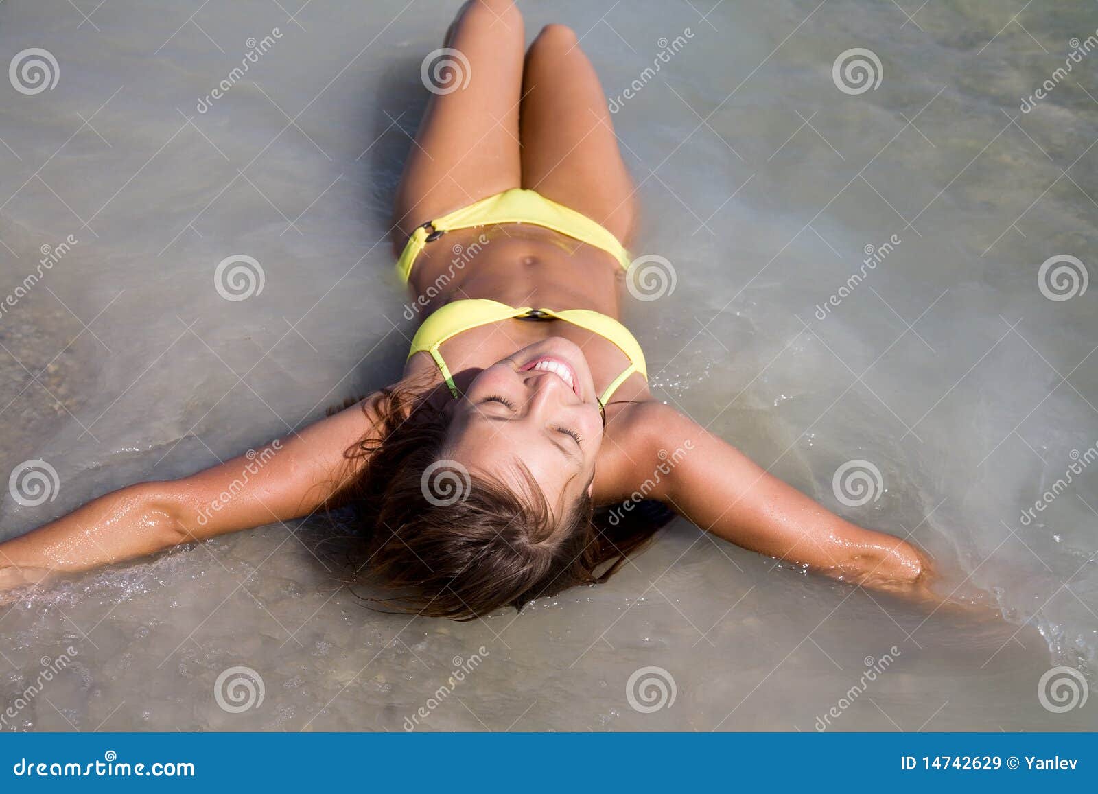 Young Woman Wearing Bikini Bottoms Lying Stock Photo 469501619